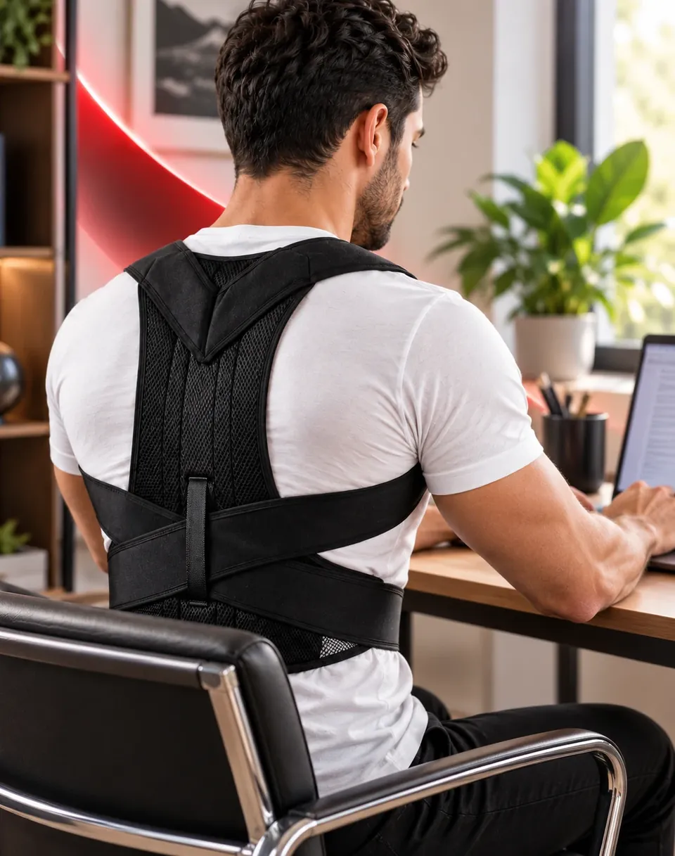 Usage pendant les longs trajets Personne portant Medical Back Support pendant un long trajet ou une période assise prolongée.