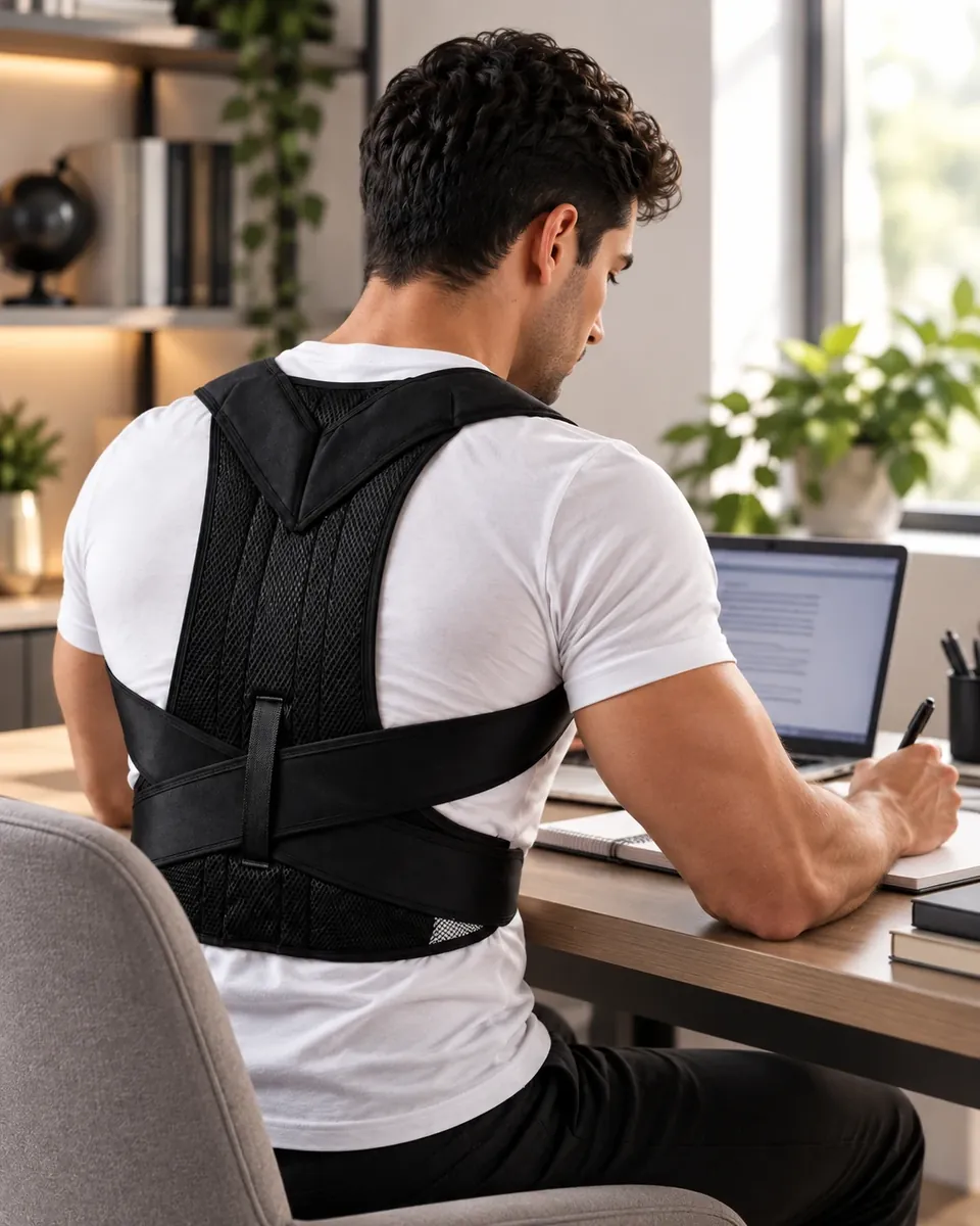 Usage pendant les études Correcteur de posture utilisé pendant une session d’étude.